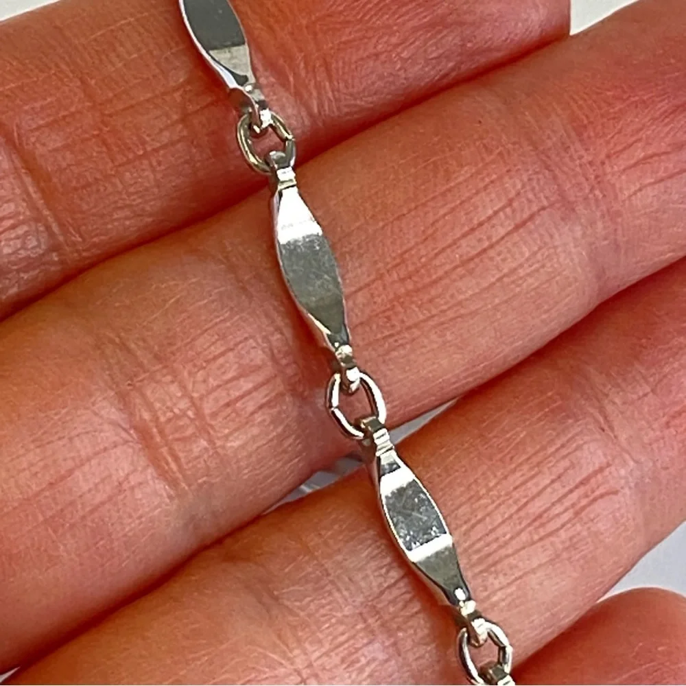 Vintage Silver Tone Elongated Long Bar Link Chain Necklace 40" - Picture 10 of 10